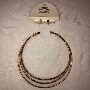 Gold Choker & Earrings Set